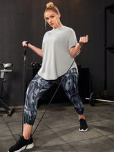 Load image into Gallery viewer, Love God. Store Plus Size Sports Sets Multicolor-2 / 0XL Plus High Low Sports Tee With Camo Sports Leggings price
