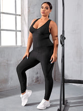 Load image into Gallery viewer, Love God. Store Plus Size Sports Sets Plus Criss Cross Backless Textured Sports Jumpsuit price

