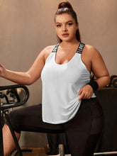 Lade das Bild in den Galerie-Viewer, Love God. Store Plus Size Sports Tops Plus Letter Tape Criss Cross Cut Out Back Sports Tank Top price

