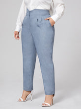 Lade das Bild in den Galerie-Viewer, Love God. Store Plus Size Suit Pants Dusty Blue / 0XL Plus Fold Pleated Solid Pants price
