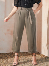 Load image into Gallery viewer, Love God. Store Plus Size Suit Pants Plus Fold Pleated Roll Hem Belted Tailored Pants price
