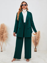 Lade das Bild in den Galerie-Viewer, Love God. Store Plus Size Suit Sets Dark Green / 0XL Plus Solid Double Breasted Blazer Pants price
