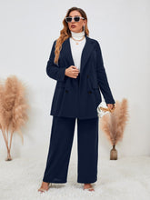 Cargar imagen en el visor de la galería, Love God. Store Plus Size Suit Sets Navy Blue / 1XL Plus Solid Double Breasted Blazer Pants price
