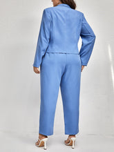 Load image into Gallery viewer, Love God. Store Plus Size Suit Sets Plus Solid Lapel Neck Blazer Pants price
