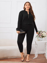 Load image into Gallery viewer, Love God. Store Plus Size Sweater Co-ords Plus Half Zip Cable Knit Sweater Pants Set price
