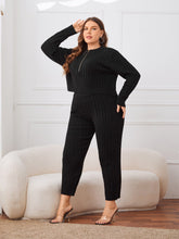 Load image into Gallery viewer, Love God. Store Plus Size Sweater Co-ords Plus Half Zip Cable Knit Sweater Pants Set price
