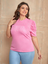 Load image into Gallery viewer, Love God. Store Plus Size T-shirts Plus Pearl Beaded Top price
