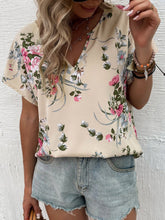 Lade das Bild in den Galerie-Viewer, Love God. Store Women Blouses Apricot / XS Floral Print Notched Neck Dolman Sleeve Blouse price

