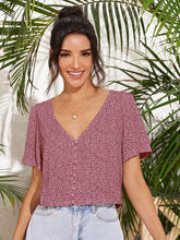 Load image into Gallery viewer, Love God. Store Women Blouses Dusty Pink / S Speckled Print Button Loop Top price
