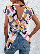 Load image into Gallery viewer, Love God. Store Women Blouses Geo Print Cut Out Twist Back Batwing Sleeve Blouse price
