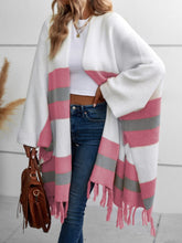 Load image into Gallery viewer, Love God. Store Women Cardigans Multicolor-2 / S Color Block Fringe Trim Batwing Sleeve Cardigan price
