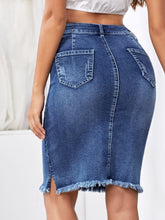 Load image into Gallery viewer, Love God. Store Women Denim Skirts Ripped Slit Raw Hem Denim Skirt price
