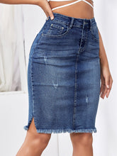 Load image into Gallery viewer, Love God. Store Women Denim Skirts Ripped Slit Raw Hem Denim Skirt price
