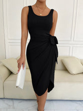 Load image into Gallery viewer, Love God. Store Women Dresses Black / S Solid Rib Knit Wrap Knot Side Tank Dress price

