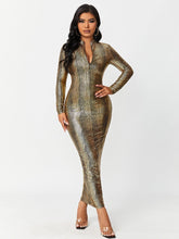 Load image into Gallery viewer, Love God. Store Women Dresses Gold / XS SXY Croc Embossed PU Leather Bodycon Dress price
