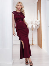 Charger l&#39;image dans la galerie, Love God. Store Women Dresses MIUSOL Contrast Lace Ruffle Trim Split Thigh Dress price
