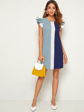 Load image into Gallery viewer, Love God. Store Women Dresses Multicolor-2 / XS Ruffle Armhole Colorblock Tunic Dress price
