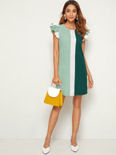 Load image into Gallery viewer, Love God. Store Women Dresses Multicolor-4 / XS Ruffle Armhole Colorblock Tunic Dress price
