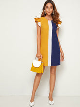Lade das Bild in den Galerie-Viewer, Love God. Store Women Dresses Multicolor / XS Ruffle Armhole Colorblock Tunic Dress price
