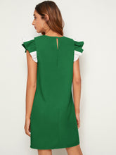 Load image into Gallery viewer, Love God. Store Women Dresses Ruffle Armhole Colorblock Tunic Dress price
