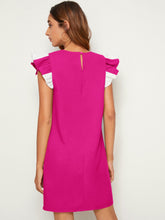 Lade das Bild in den Galerie-Viewer, Love God. Store Women Dresses Ruffle Armhole Colorblock Tunic Dress price
