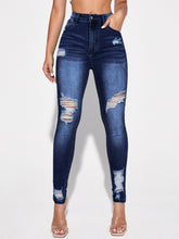 Charger l&#39;image dans la galerie, Love God. Store Women Jeans Dark Wash / XS High Waist Ripped Skinny Jeans price
