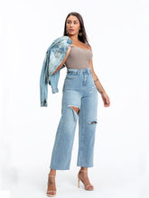 Charger l&#39;image dans la galerie, Love God. Store Women Jeans High Waisted Ripped Detail Palazzo Jeans price
