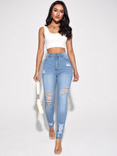 Charger l&#39;image dans la galerie, Love God. Store Women Jeans Light Wash / XS High Waist Ripped Skinny Jeans price
