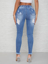 Load image into Gallery viewer, Love God. Store Women Jeans SXY Curvy Drawstring Waist Ripped Raw Hem Skinny Jeans price
