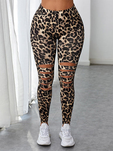 Love God. Store Women Leggings Leopard Print Cut Out Front Leggings price