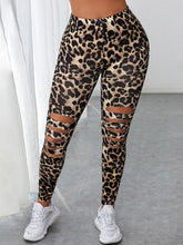 Lade das Bild in den Galerie-Viewer, Love God. Store Women Leggings Leopard Print Cut Out Front Leggings price
