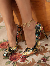 Load image into Gallery viewer, Love God. Store Women Pumps Multicolor / EUR35 Floral Pattern Point Toe Court Pumps price
