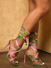 Charger l&#39;image dans la galerie, Love God. Store Women Sandals Colorblock Knot Detail Heeled Strappy Sandals price
