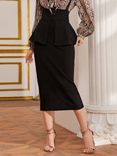 Charger l&#39;image dans la galerie, Love God. Store Women Skirts Black / XS Zipper Back Split Hem Peplum Skirt price
