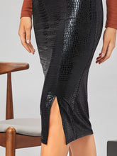 Cargar imagen en el visor de la galería, Love God. Store Women Skirts Faux Croc Leather Slit Pencil Skirt price
