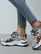 Load image into Gallery viewer, Love God. Store Women Sneakers Snakeskin Leopard Pattern Lace up Front Wedge Sneakers price
