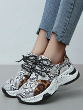 Cargar imagen en el visor de la galería, Love God. Store Women Sneakers Snakeskin Leopard Pattern Lace up Front Wedge Sneakers price
