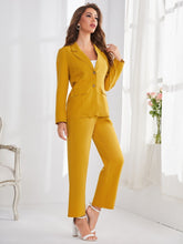 Charger l&#39;image dans la galerie, Love God. Store Women Suit Sets Solid Button Front Blazer Tailored Pants price
