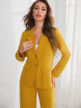 Load image into Gallery viewer, Love God. Store Women Suit Sets Solid Button Front Blazer Tailored Pants price
