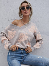 Load image into Gallery viewer, Love God. Store Women Sweaters Floral Pattern Batwing Sleeve Sweater price
