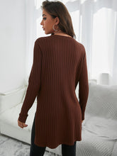 Lade das Bild in den Galerie-Viewer, Love God. Store Women Sweaters Solid Ribbed Knit Split Hem Sweater price
