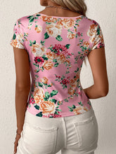 Lade das Bild in den Galerie-Viewer, Love God. Store Women T-Shirts Floral Print Tie Front Crop Blouse price
