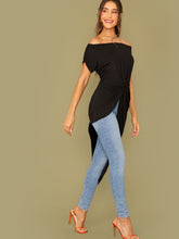 Load image into Gallery viewer, Love God. Store Women T-Shirts Twist Front Asymmetrical Hem Bardot Top price
