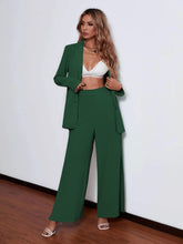 Lade das Bild in den Galerie-Viewer, Love God. Store Women Two-piece Outfits Dark Green / S Lapel Collar Button Through Blouse Split Pants price
