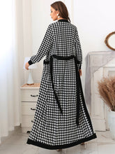 Load image into Gallery viewer, Love God. Store Women Two-piece Outfits Houndstooth Slit Back Bodycon Dress Patched Pocket Belted Coat price
