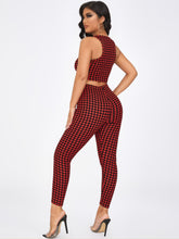 Load image into Gallery viewer, Love God. Store Women Two-piece Outfits Houndstooth Tank Crop Top Skinny Pants Set price
