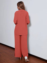 Lade das Bild in den Galerie-Viewer, Love God. Store Women Two-piece Outfits Lapel Collar Button Through Blouse Split Pants price
