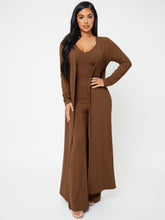 Lade das Bild in den Galerie-Viewer, Love God. Store Women Two-piece Outfits Open Front Rib knit Coat Pants Set With Camisole price
