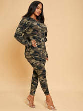 Lade das Bild in den Galerie-Viewer, Love God. Store Women Two-piece Outfits SXY Camo Print Hoodie Leggings Set price
