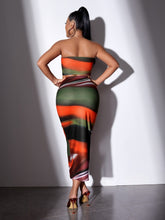 Cargar imagen en el visor de la galería, Love God. Store Women Two-piece Outfits SXY Colorblock Tube Crop Top Skirt price
